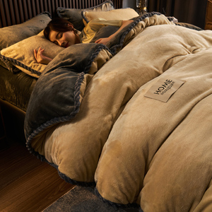 Sữa Lông Cừu Chất Béo Comforter Có Thể Giặt Duvet Bên Trong + Bìa 2 cái/bộ Nhà Mùa Đông Ấm Áp Dày Lanh Nhung 2 cái/bộ Làm Đầy Duvet Bộ - Product Image 3