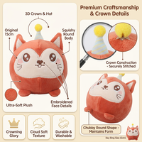 Peluche Animale Ronde Personnalisée 10cm 15cm – Cerf, Renard, Ours Couronné – Coussin Doux et Cuddly pour Enfants – Collection Cadeau OEM ODM