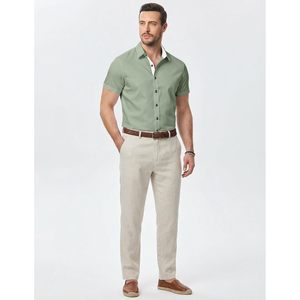 FOXA Men's Casual Button <b>Down</b> Shirt Short Sleeve Wrinkle-Free Dress Shirt Business Wear - Product Image 4