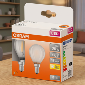 Confezione da 2 Lampade Sferiche LED in Vetro Satinato E14 2.5W 2700K (289673) Durata 15000h 220-240V - Product Image 3