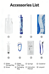 Waterzuiveringsapparaat Draagbare persoonlijke waterfiltratie Overleving Filterende deeltjes & chloor Waterfilterstro - Product Image 5