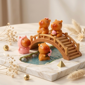 Figurines miniatures en résine de capybara de dessin animé, collection printemps fleurs de cerisier, thème animal printanier Kawaii pour enfants, cadeau saison <span class=keywords><strong>Sakura</strong></span> - Product Image 6