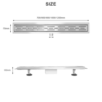 Anti-odeur et insecte attrape-cheveux en acier inoxydable en forme de grille linéaire Insert de drain sortie latérale pour le sol de la salle de bain Tuile de drain linéaire