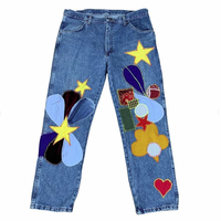 DiZNEW Jeans mode femme haute qualité patchwork bord brut Baggy Blue Mom