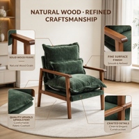 Fauteuil de loisirs haut de gamme en bois massif, chaise d'appoint luxueuse et rembourrée pour hôtels, villas et projets commerciaux