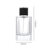 Botella de Perfume Cuadrada de Vidrio Mate Transparente de Lujo al por Mayor, 30ml 50ml 100ml, Embalaje Personalizable, Funda de Cuero de Alta Calidad