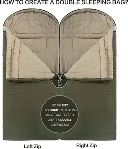 XXL 100% कॉटन फलालैन स्लीपिंग बैग 0 डिग्री स्ट्रेच जीरो कम्प्रेशन फ्री ठंड सर्दियों के कैम्पिंग के लिए वयस्कों के लिए
