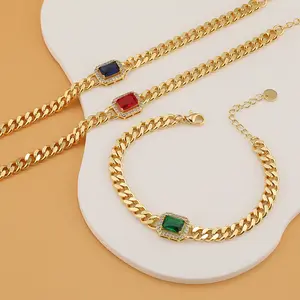 Женские новые модные Медь кольцо покрытое 18 каратами золота сети Красный темперамент браслет