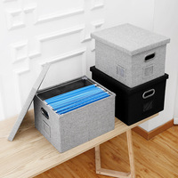 Boîte de rangement pliable en tissu de lin pour documents, organiseur de bureau, classeur de lettres et de documents juridiques avec couvercle