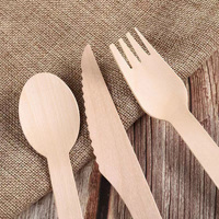 Vaisselle en bois biodégradable de style classique, écologique, jetable, fourchette, cuillère, couteau pour restaurant, snack-bar, réunion, fête