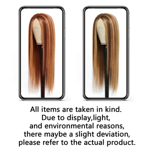 Peluca de cabello humano real para mujer, pelo lacio indio crudo resaltado marrón y Rubio atado a mano Popular con Frontal de encaje - Product Image 6
