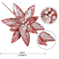 Grande fleur artificielle de poinsettia pour Noël, mariage, fête, décorations scintillantes, couleur et design personnalisés en usine