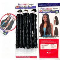 Extensions de cheveux synthétiques de haute qualité, longues, en fibres douces, aspect naturel, lisses, apparence naturelle, 3X tresses françaises bouclées