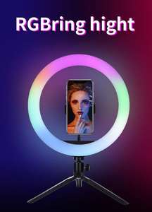 Vanarse Anneau lumineux LED portable de 18 <span class=keywords><strong>pouces</strong></span> pour selfie, éclairage doux pour vidéo et maquillage, contrôle filaire, 50W, 2700k-7000k, support d'éclairage photographique - Product Image 4