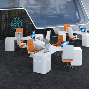 Zitai, заводская цена, рабочая станция, роскошная офисная мебель, письменный стол на <span class=keywords><strong>3</strong></span> человека, компьютерный стол для персонала - Product Image 3