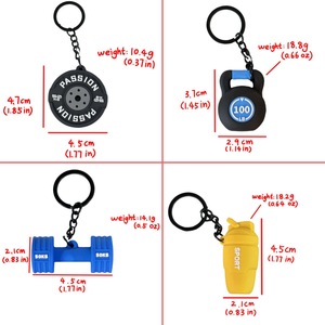 Fitness Style Fashion Bag Hanging Accessories Soft <b>Rubber</b> Keychain Mini Barbell <b>Dumbbell</b> Piece Pendant Kettlebell Gym Keychains - Product Image 5