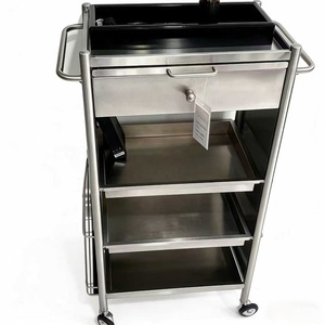 Chariot de Salon de Beauté Multifonctionnel Spécial pour Salon de Coiffure, Chariot de Service à Pousser en Acier Inoxydable Épaissi pour Salon de Coiffure - Product Image 3