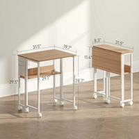 Bureau de travail pliable compact avec étagère, bureau d'ordinateur pliable sur roulettes avec sac de rangement