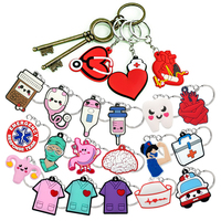 Porte-clés en PVC 2D sur le thème médical, stéthoscope, cœur, uniforme d'infirmière, urgence, pour tous les âges, vente en gros personnalisée en vrac, accessoire de clé