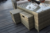 Outdoor Rattan-Gartenmöbel-Set, 7-Sitzer Garten-Sitzgruppe für Hinterhof, Poolbereich, Balkon