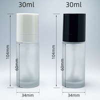 Bouteille de pompe en verre dépoli clair de luxe de 30ml pour fond de teint BB cosmétique pour diffuseur d'emballage de crème pour le visage
