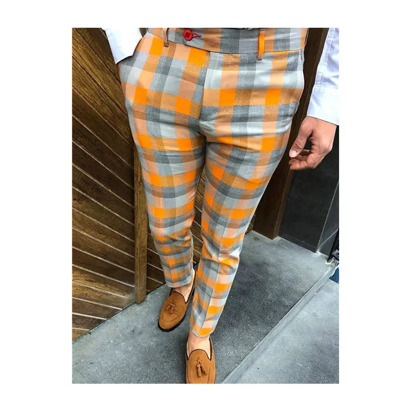 Casual Formal Trousers Match Cotton Slim Fit Men's Trousers Suit Pants Trend Business All Pure Color 1 Piece Printed Knitted