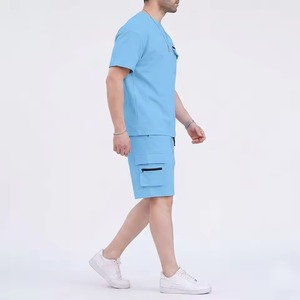 Ensemble T-shirt décontracté bleu clair à manches courtes et short cargo pour homme – Coton respirant, écologique, coupe régulière, tenue d'été coupe-vent - Product Image 3