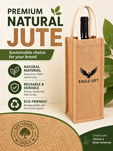 Custom Logo Eco-friendly Durable Strong Reusable Jute Wine Tote Shopping <b>Bag</b> - Product Image 3