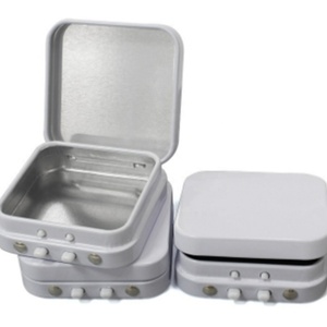 Rectangle Tin <b>Box</b> Metal Storage Container With Lid Silver Color - Product Image 1