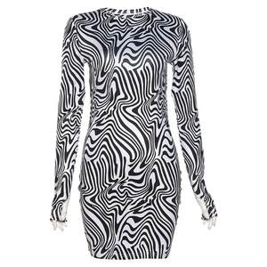 Primavera otoño <span class=keywords><strong>espalda</strong></span> <span class=keywords><strong>descubierta</strong></span> Club nocturno mujer ropa señoras moda Casual estampado <span class=keywords><strong>espalda</strong></span> desnuda <span class=keywords><strong>vestido</strong></span> bolsa cadera Vestidos cortos de mujer - Product Image 5