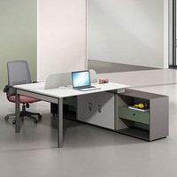 Poste de travail modulaire moderne avec armoire de rangement latérale, bureau cloisonné en panneaux de particules de qualité E0 pour bureau à aire ouverte