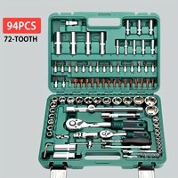 Kit de 94 Pièces d'Outils à Main de Mécanicien, Clé à Cliquet, Douilles et Tournevis, Entraînements 1/2 et 1/4 Pouce, Boîtier Rigide, Personnalisable OEM, Matériau CRV