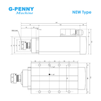 Moteur de broche refroidi par air G-penny 2.2KW ER20 de type carré avec boîtier de jonction et bride, avec roulement pour variateur QL 2.2KW