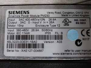 6SL3223-0DE31-1BA0 PM230 11kW โมดูลพลังงาน PLC - Product Image 3