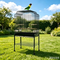 Cage à oiseaux pour perroquets avec roulettes et mangeoire en plastique, en fer et plastique, écologique, pour usage intérieur/extérieur
