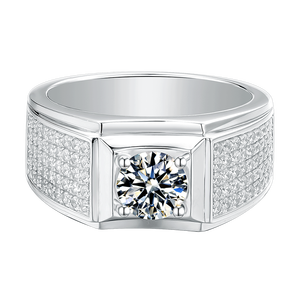 공장 가격 패션 약혼 반지 남자 반지 925 스털링 실버 moissanite 다이아몬드 반지 - Product Image 1