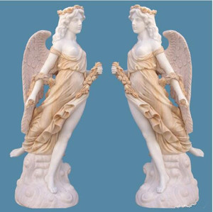 Estatua de Ángel de tamaño natural para jardín, piedra grande romana pulida - Product Image 5