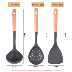 Silicona 3 piezas utensilios de cocina de grado alimenticio herramientas de silicona con mango de madera juego de cocina utensilios de cocina - Product Image 3