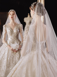 S236F 2025 Autumn Bridal Gown Temperament Starry Heavy Industry Tail Wedding <b>Dress</b> - Product Image 3