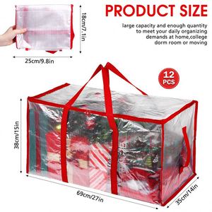 Sacs de rangement transparents extra larges, en PP tissé, robustes, rouge et blanc, pour déménagement, vêtements et articles de salon - Product Image 3