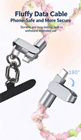 Kabel Data Tali Gantung Motif Bunga, Kabel Pengisi Daya Tali Gantung Ponsel 60W, Pengisian Daya Ultra Cepat PD27W Android/Apple 17