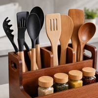 Estante de Almacenamiento de Madera de Dos Niveles de Primera Calidad, Organizador de Utensilios de Cocina y Especias para Encimera