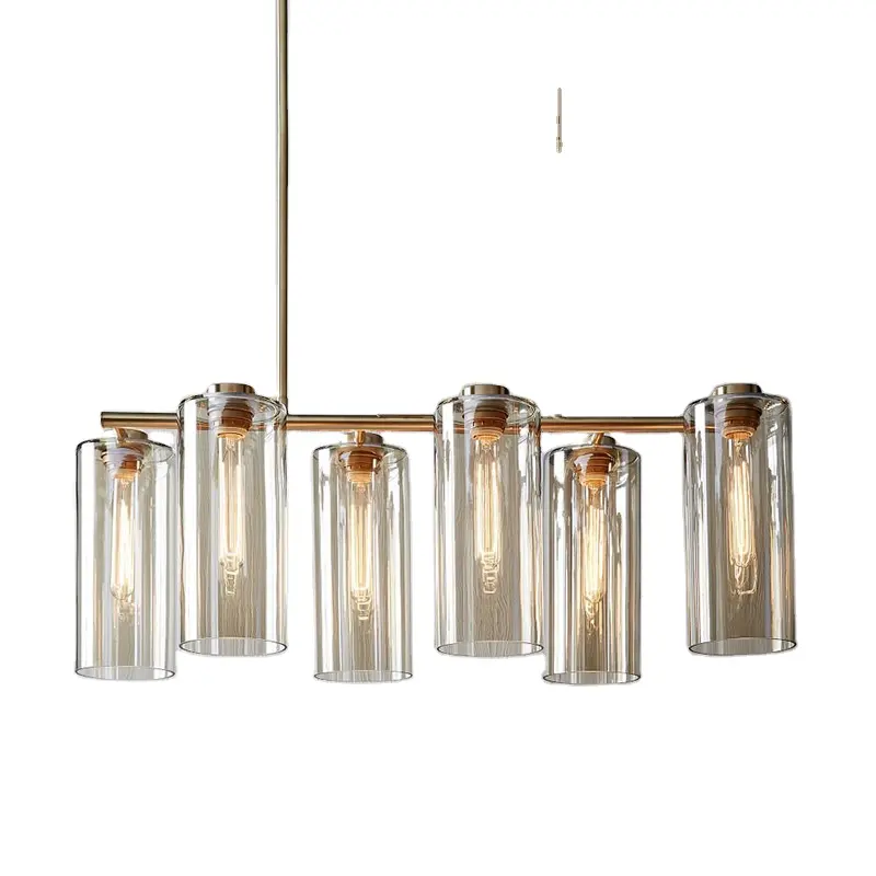 Светодиодный потолочный светильник в скандинавском стиле, лампа в американском стиле, стеклянная лампа E27, шесть лампочек для обеденного стола, гостиной