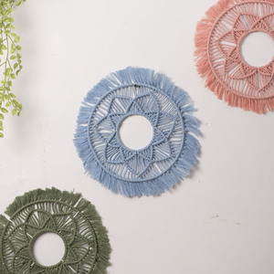 Decoración de Pared de Cuerda de Algodón Tejida a Mano Estilo Bohemio, Diseño de Mandala, Atrapasueños Circular, Adorno Colgante para Decoración del Hogar - Product Image 1