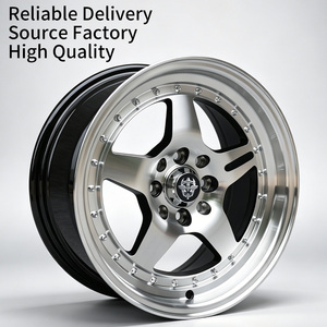Jantes en alliage Flowtone Wheels Source Factory 15 pouces, finition noire usinée, 15x7/15x8 ET25/35 4x100/108 CB73.1, jantes de course pour voitures - Product Image 1
