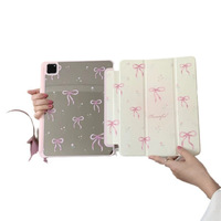 Étui de protection pliable à trois volets Ins Wind Pink Bow pour iPad Pro 11/10/10.5, finition miroir, housse pour tablette