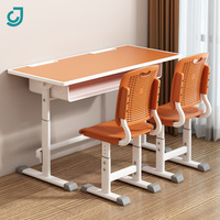 Ensemble de chaises de bureau scolaires à deux places réglables en hauteur, table d'étudiant à deux places avec tiroir, mobilier de classe robuste pour l'apprentissage