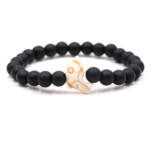 Creativo forma di delfino occhio di tigre perline di pietra braccialetto corda elastica regolabile delfino braccialetto di perline turchese naturale - Product Image 6