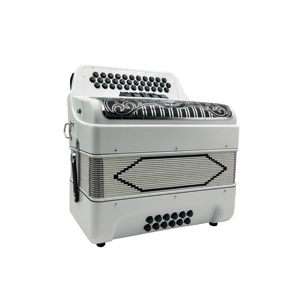Acordeón Diatónico Profesional SEASOUND OEM JB3412D, 34 Botones, 12 Bajos, 5 Registros, Color Blanco Brillante con Parrilla Plateada y Negra - Product Image 4