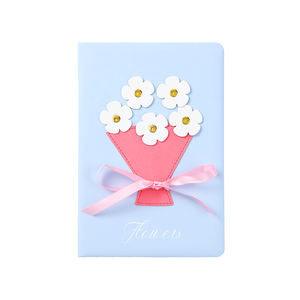 Cuaderno A5 de Tapa Blanda de Cuero PU con Costuras Impresas y Diseño de Flores con Logotipo Personalizado para Regalo - Product Image 1